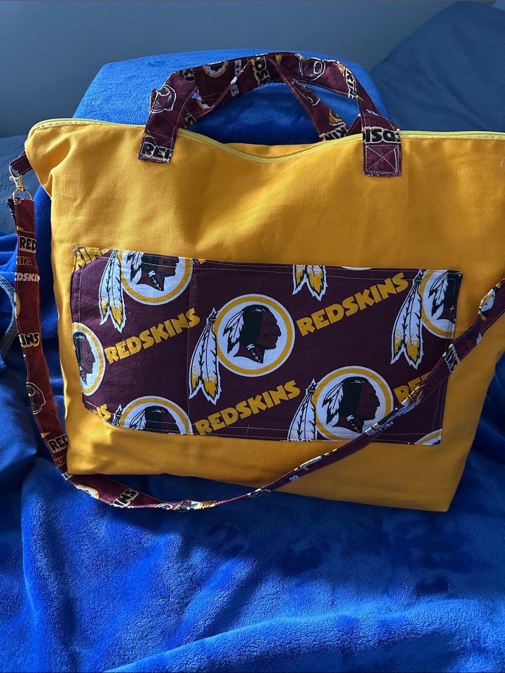 Gold Canvas Tote with Team-Print Accent